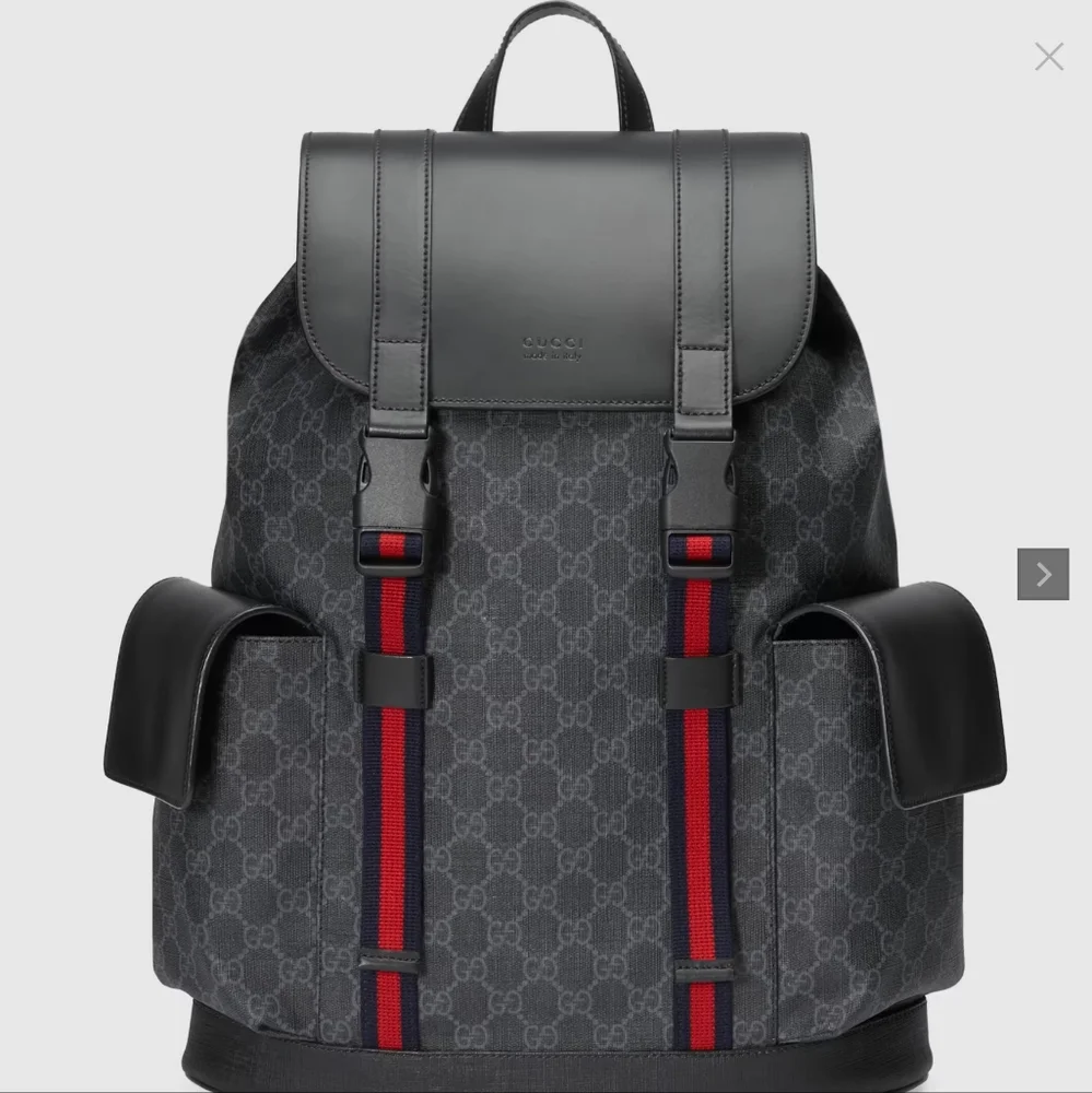 GUCCI Black/Grey Supreme Canvas Backpack- available in store $2,250 + tax - Picture 13 of 13